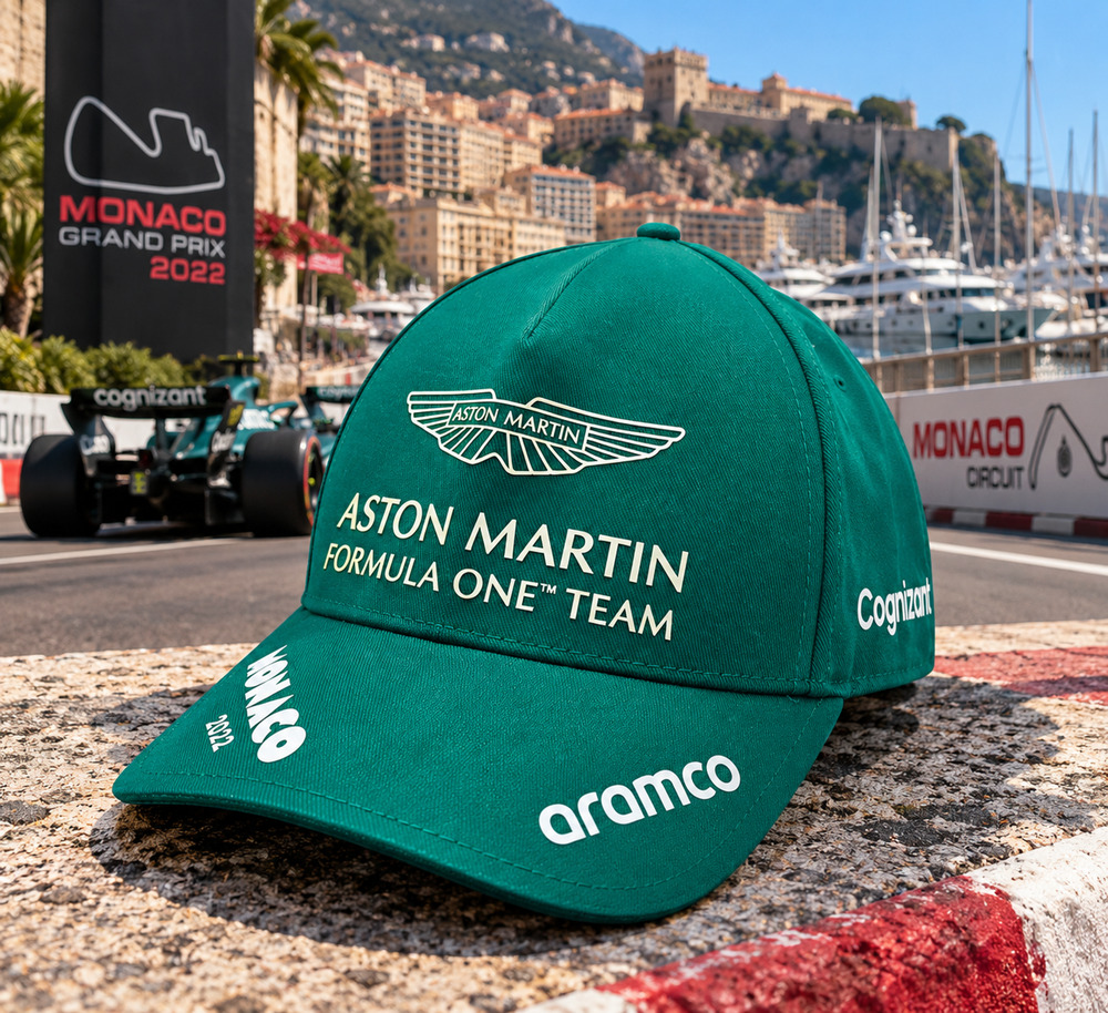 Aston Martin F1 Team Monaco 2022 Hat Aramco Cognizant Green Adjustable Cap
